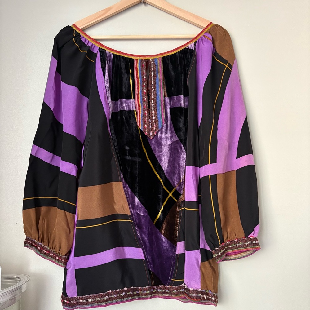 A Common thread Colorful Silk Blouse Size S